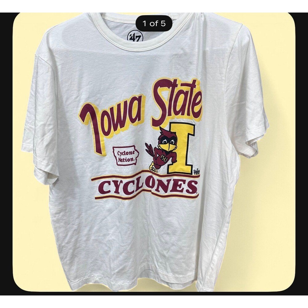 47 Brand Iowa State Cyclones Men’s Medium White Retro Graphic T-Shirt ISU